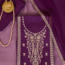 Inddus Floral Embroidered Unstitched Dress Material-image-91