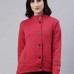Campus Sutra Women Maroon Solid Windcheater Outdoor Tailored Jacket-image-54