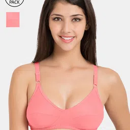 Souminie Pink Solid Non-Wired Non Padded Everyday Bra-20