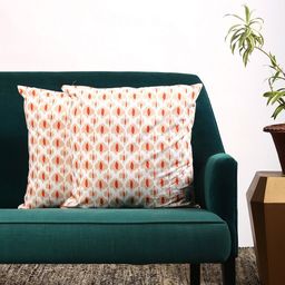 Contrast Living Set Of 2 Peach-Colour & Red Printed Square Cushion Covers-35