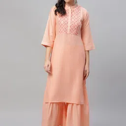 Libas Women Peach-Coloured Yoke Design Straight Kurta-image-51