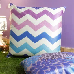 ROMEE White & Pink Set of 2 Geometric Square Cushion Covers With Velvet Finish-2