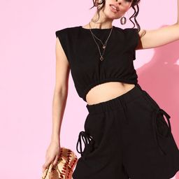 Athena Black Jumpsuit with Waist Cutout Detail-44
