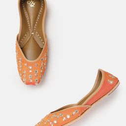House of Pataudi Women Embellished Leather Mojaris-image-74