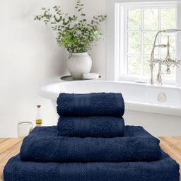 BOMBAY DYEING Set Of 4 Blue Solid 550 GSM Tulip Towels-image-42