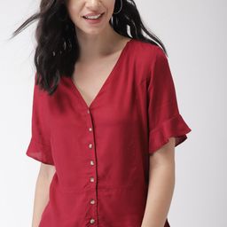 Mast & Harbour Women Maroon Shirt Style Top-image-35