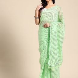 HERE&NOW Embellished Sequinned Ready to Wear Saree-image-42