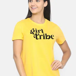 ISU Women Yellow Printed Round Neck T-shirt-image-54