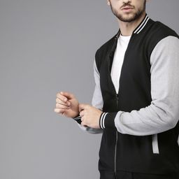 Campus Sutra Men Black Solid Bomber Jacket-image-56