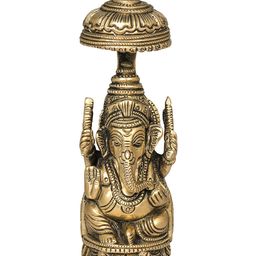 Exotic India Gold Toned Umbrella Ganesha Brass Showpieces-image-59