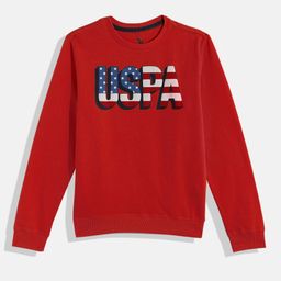 U.S. Polo Assn. Kids Boys Red Brand Logo Print Pure Cotton Sweatshirt-image-35