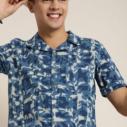 Taavi Men Blue Indigo Printed Cotton Casual Shirt-image-24