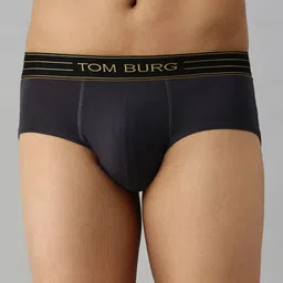 TOM BURG Men Navy Blue Solid Basic Briefs 3014-image-12