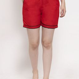 Secret Wish Women Red Solid Lounge Shorts-image-91