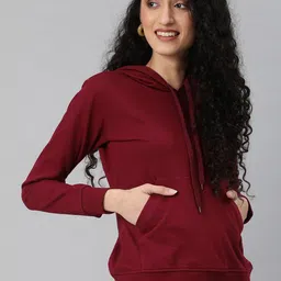 JUNEBERRY Women Maroon Hooded Sweatshirt-picture-36