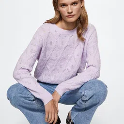 MANGO Open-Knit Sustainable Oversized Pullover-18