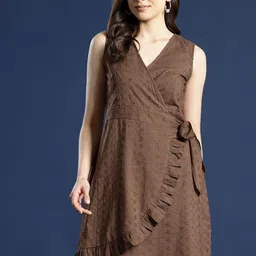 Mast & Harbour Self Design Schiffli Wrap Dress-picture-14