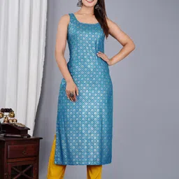 SkyaSia Ethnic Motifs Printed Sleeveless Kurta-image-7
