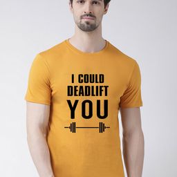 Friskers Men Gold-Toned Typography Printed T-shirt-image-69