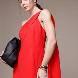 MANGO One Shoulder Draped Sheath Midi Dress-image-30