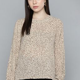 Chemistry Animal Print Puff Sleeves Crepe Longline Top-image-17