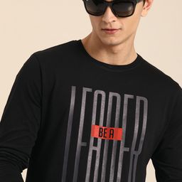 Bewakoof Men Black Leader Printed Round Neck Pure Cotton T-shirt-image-15