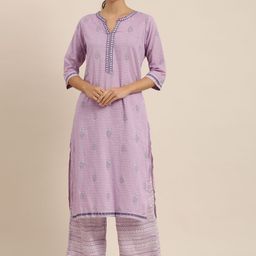 Vishudh Women Lavender Printed Kurta with Palazzo-picture-36