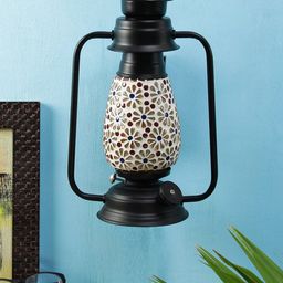 Devansh Black & Off-White Textured Contemporary Wall Lantern-7