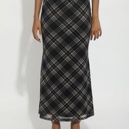 LULU & SKY Checked Low-Waist Trumpet Maxi Skirt-55