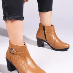 TRYME Women Round-Toe Block-Heeled Regular Boots-image-81
