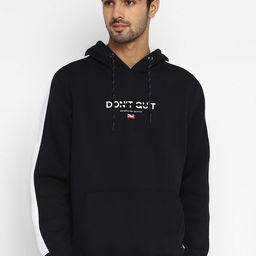 Octave Men Navy Blue & White Colourblocked Hooded Sweatshirt-image-24