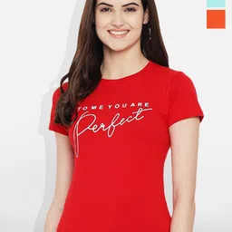 Fabflee Women Multicoloured 3 V-Neck T-shirt-image-85