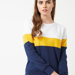 Miss Chase Women Navy Blue & White Colourblocked Sweatshirt-image-55