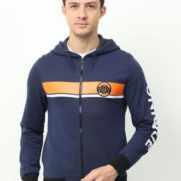 ARDEUR Men Navy Blue Printed Hooded Sweatshirt-image-30