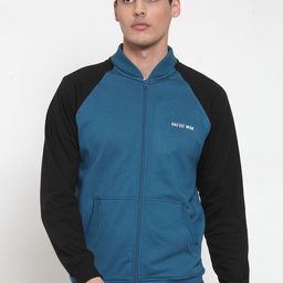 Kalt Men Teal Colourblocked Bomber Jacket-picture-26