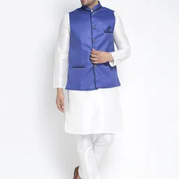 Benstoke Men White Solid Kurta with Churidar-image-58