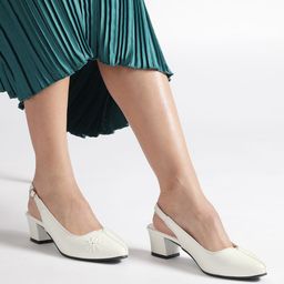 Marc Loire Solid Block Pumps with Floral Detail-11