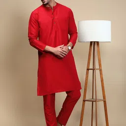 WHITE HEART Band Collar Jacquard Straight Kurta-picture-15