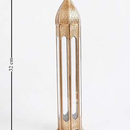 Fabindia Gold-Toned Glass Rectangle Table Lamp-43