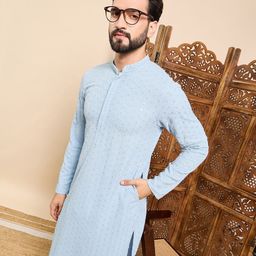 House of Pataudi Men Embroidered Straight Kurta-picture-43