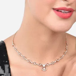 AMI Rose Gold-Plated CZ Studded Jewellery Set-image-7