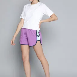 HRX By Hrithik Roshan Lifestyle Women Magic Mauve Colourblock Shorts-image-98