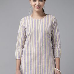 Prakrti Striped Pure Cotton Kurti-image-86