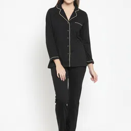 Claura Women Black Solid Pyjamas Set-image-26