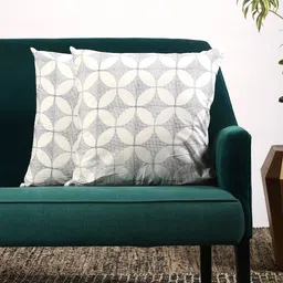Contrast Living Set Of 2 Blue & White Floral Square Cushion Covers-image-58