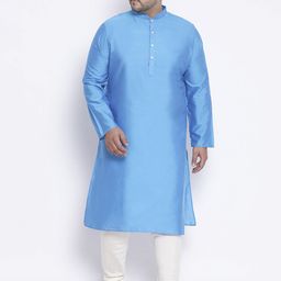 KISAH PLUS Men Blue Solid Straight Kurta-27