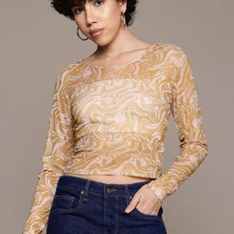 The Roadster Lifestyle Co. Printed Semi-Sheer Top-picture-42