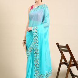 BAPS Embroidered Pure Chiffon Saree-25