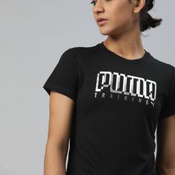Puma Women Black Performance Branded Printed dryCELL Round Neck Training T-shirt-picture-23