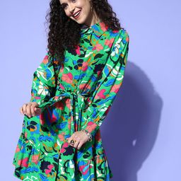 plusS Women Green Floral Vacay Attire-image-62